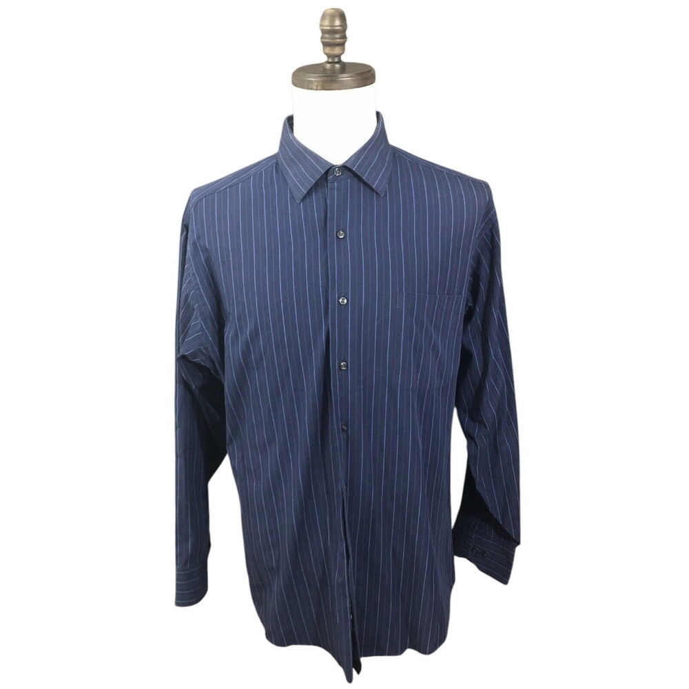 Geoffrey Beene Fitted Button Down Shirt Mens Blue  XL
